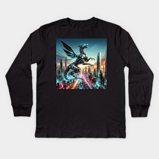 Neon Drake: Guardian of the Future Metropolis Kids Long Sleeve T-Shirt